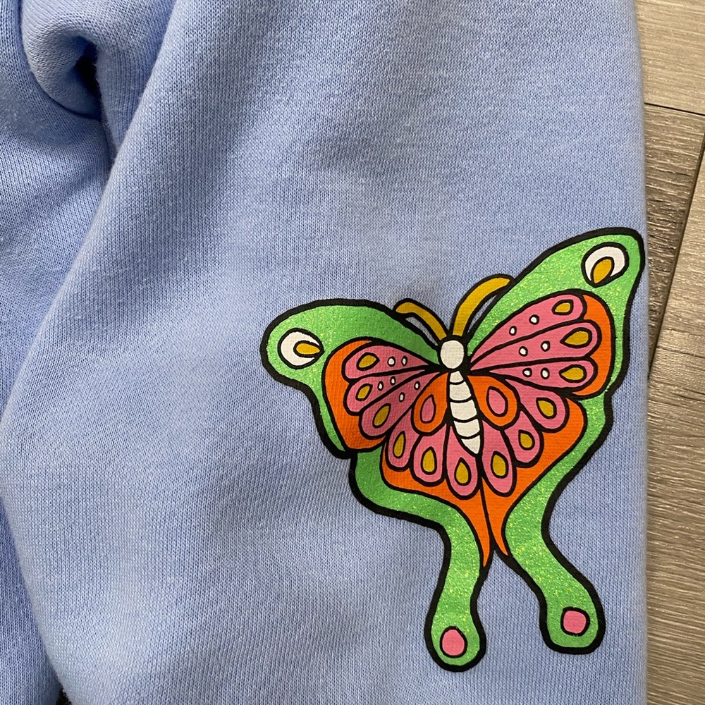 Sparkly glitter tattoo graphics hoodie Size: Large Color: Baby Blue  EUC - Picture 6 of 11